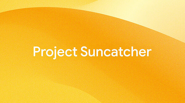 White text "Project Suncatcher" on an orange background with yellow abstract wavy shapes.